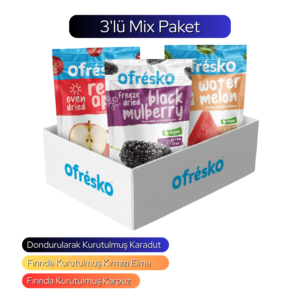 3'lü Mix Paket - Freeze Dry Karadut / Oven Dry Kırmızı Elma & Karpuz
