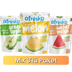3'lü Mix Paket Freeze Dry Kavun - Karpuz ve Yeşil Elma Kuru Meyve Cipsi