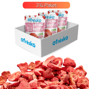 Çilek Kuru Meyve Cipsi Freeze Dry 3'lü Paket - Dondurularak Kurutulmuş Kuru Meyve Çilek