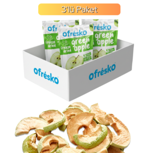 Yeşil Elma Kuru Meyve Cipsi 3'lü Paket – Katkısız & İlave Şekersiz - Dondurularak Kurutulmuş