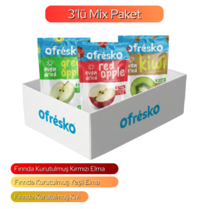 3'lü Mix Paket Oven Dry Kivi, Kırmızı Elma ve Yeşil Elma