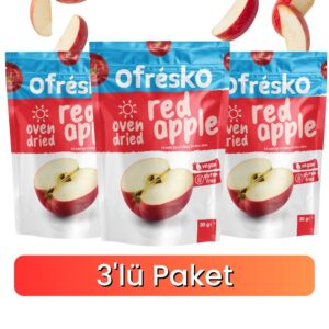 3'lü Paket Kırmızı Elma Oven Dry Kuru Meyve Cipsi