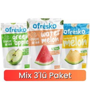 3'lü Mix Paket - Freeze Dry Yeşil Elma, Karpuz - Oven Dry Kavun