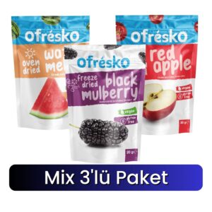3'lü Mix Paket - Freeze Dry Karadut / Oven Dry Kırmızı Elma & Karpuz