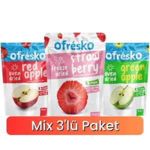 Mix Paket - Freeze Dry Çilek - Oven Dry Kırmızı Elma ve Yeşil Elma