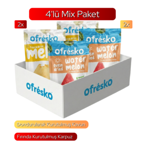 Kuru Meyve Cipsi 4'lü Mix Paket – 2x Oven Dry Karpuz, 2x Freeze Dry Kavun - Meyve Kurusu 4’lü Paket